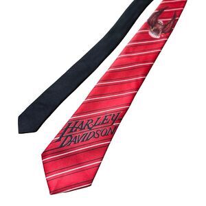 Vintage 80s Harley Davidson Ralph Marlin Red Line Tie Made In USA 1987 Rare